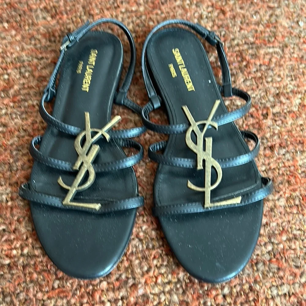 SOLD❤️Authentic Saint Laurent Black Cassandra Sandal - Picture 1 of 11